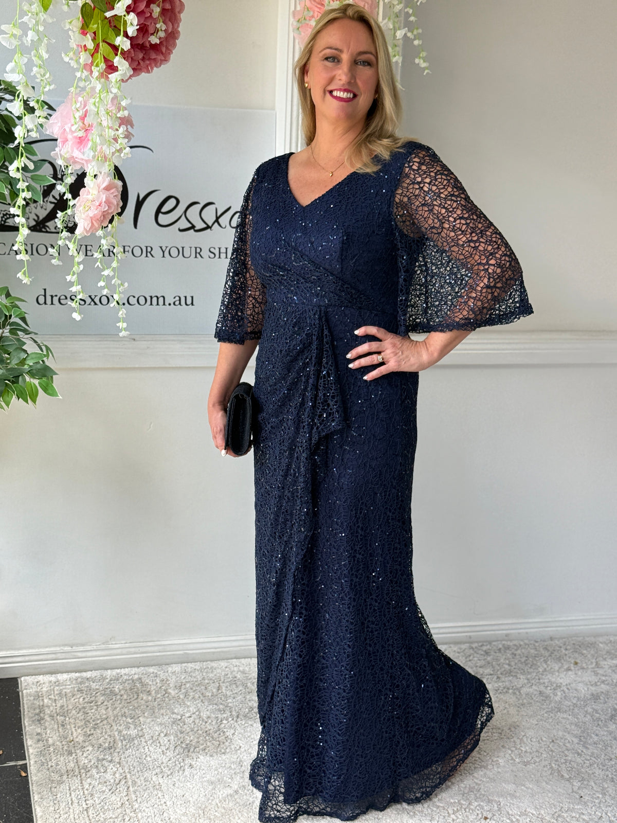 Quora Navy Sequin Gown