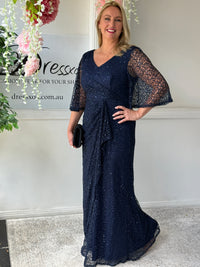 Quora Navy Sequin Gown