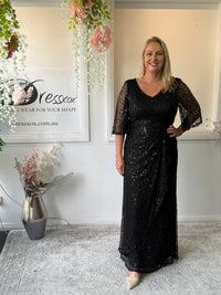 Quora Black Sequin Gown
