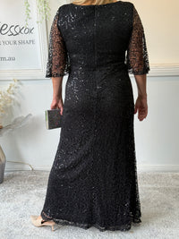 Quora Black Sequin Gown