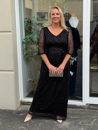 Quora Black Sequin Gown