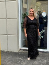 Quora Black Sequin Gown