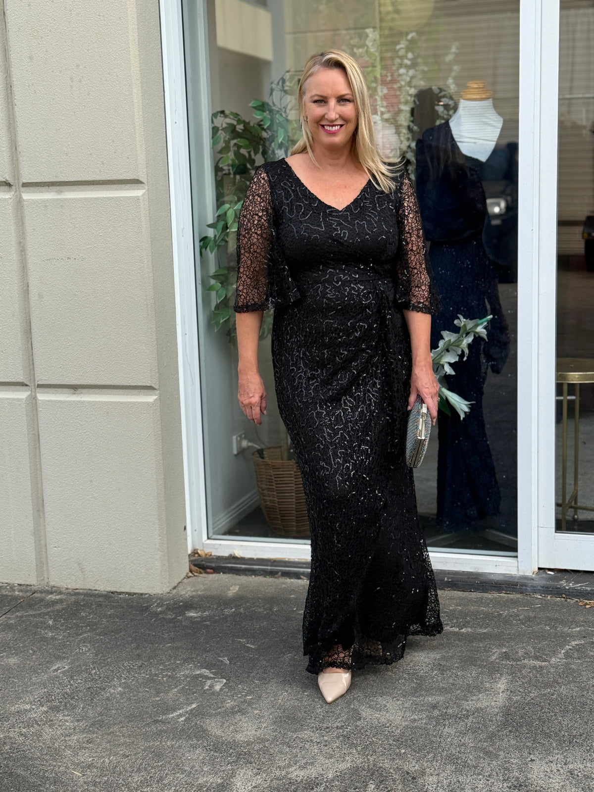Quora Black Sequin Gown