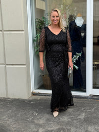 Quora Black Sequin Gown