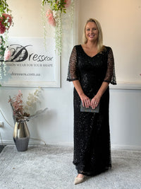 Quora Black Sequin Gown