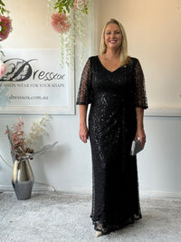 Quora Black Sequin Gown