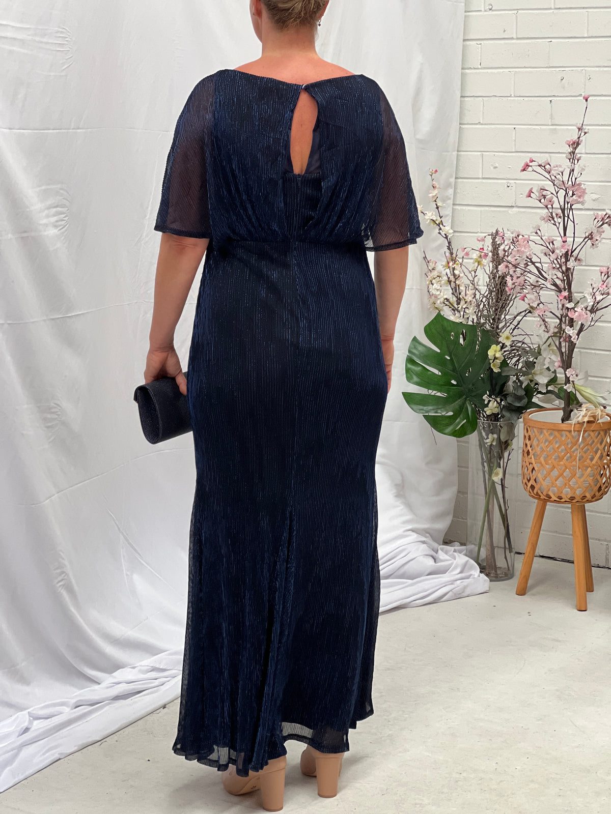 Reagan Navy Shimmer Evening Gown