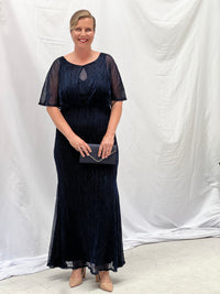 Reagan Navy Shimmer Evening Gown