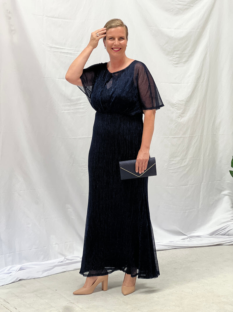 Reagan Navy Shimmer Evening Gown