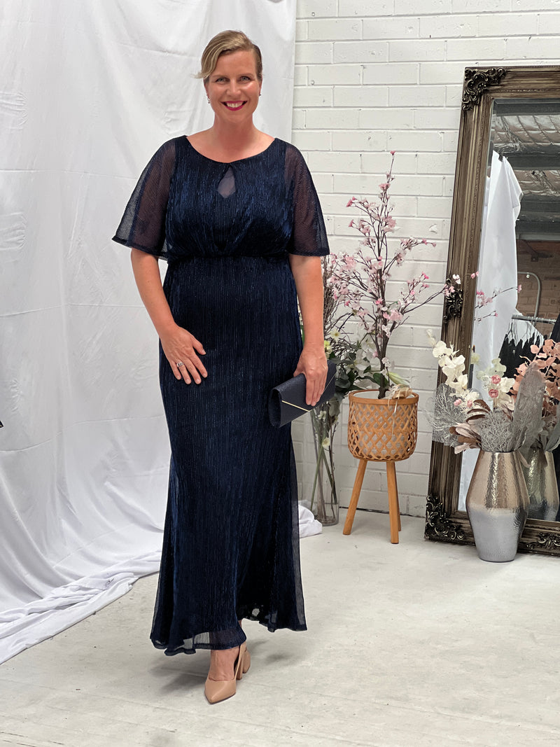 Reagan Navy Shimmer Evening Gown