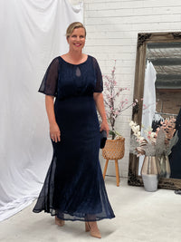 Reagan Navy Shimmer Evening Gown