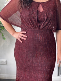 Reagan Burgundy Shimmer Evening Gown