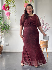 Reagan Burgundy Shimmer Evening Gown