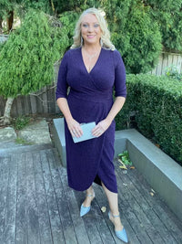 Odessa Purple Glitter Wrap Gown