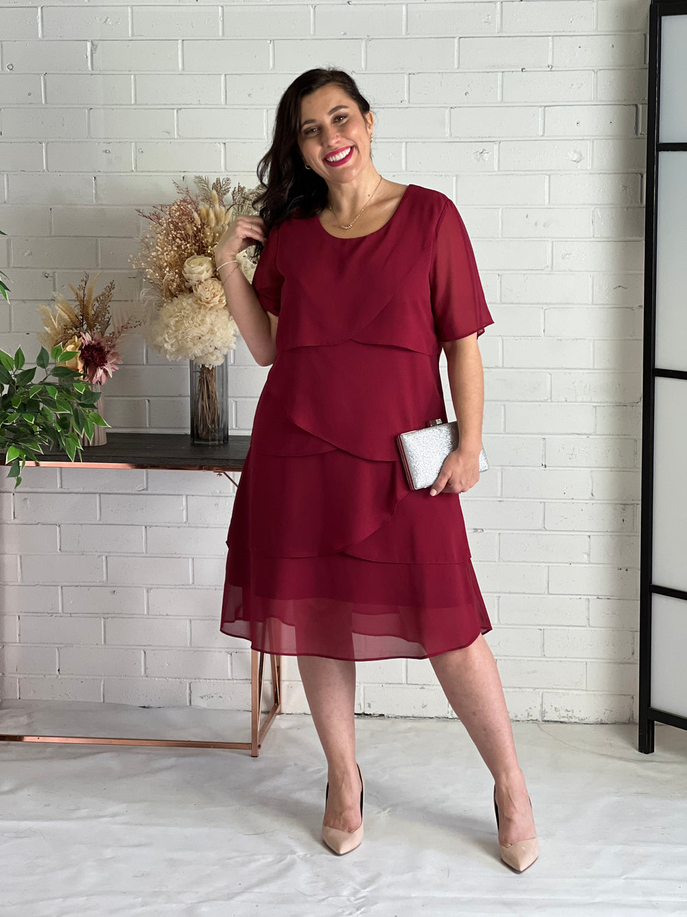 Remy Burgundy Evening Dress