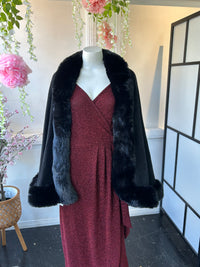 Salma Black Knit Shawl Cape
