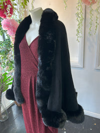 Salma Black Knit Shawl Cape