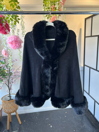 Salma Black Knit Shawl Cape
