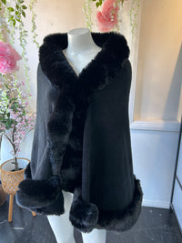 Salma Black Knit Shawl Cape