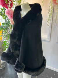Salma Black Knit Shawl Cape