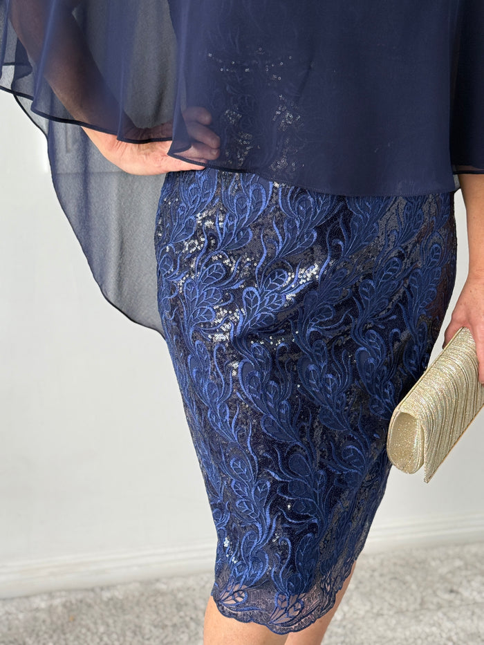 Scarlett Navy Sequin Evening Dress