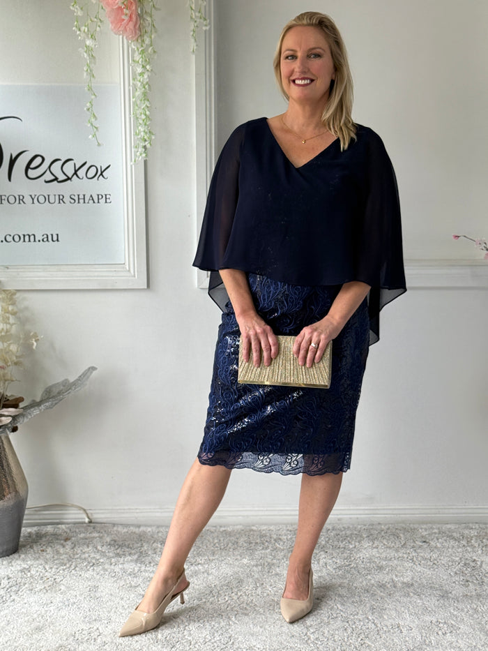 Scarlett Navy Sequin Evening Dress