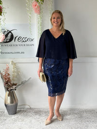 Scarlett Navy Sequin Evening Dress