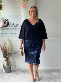 Scarlett Navy Sequin Evening Dress