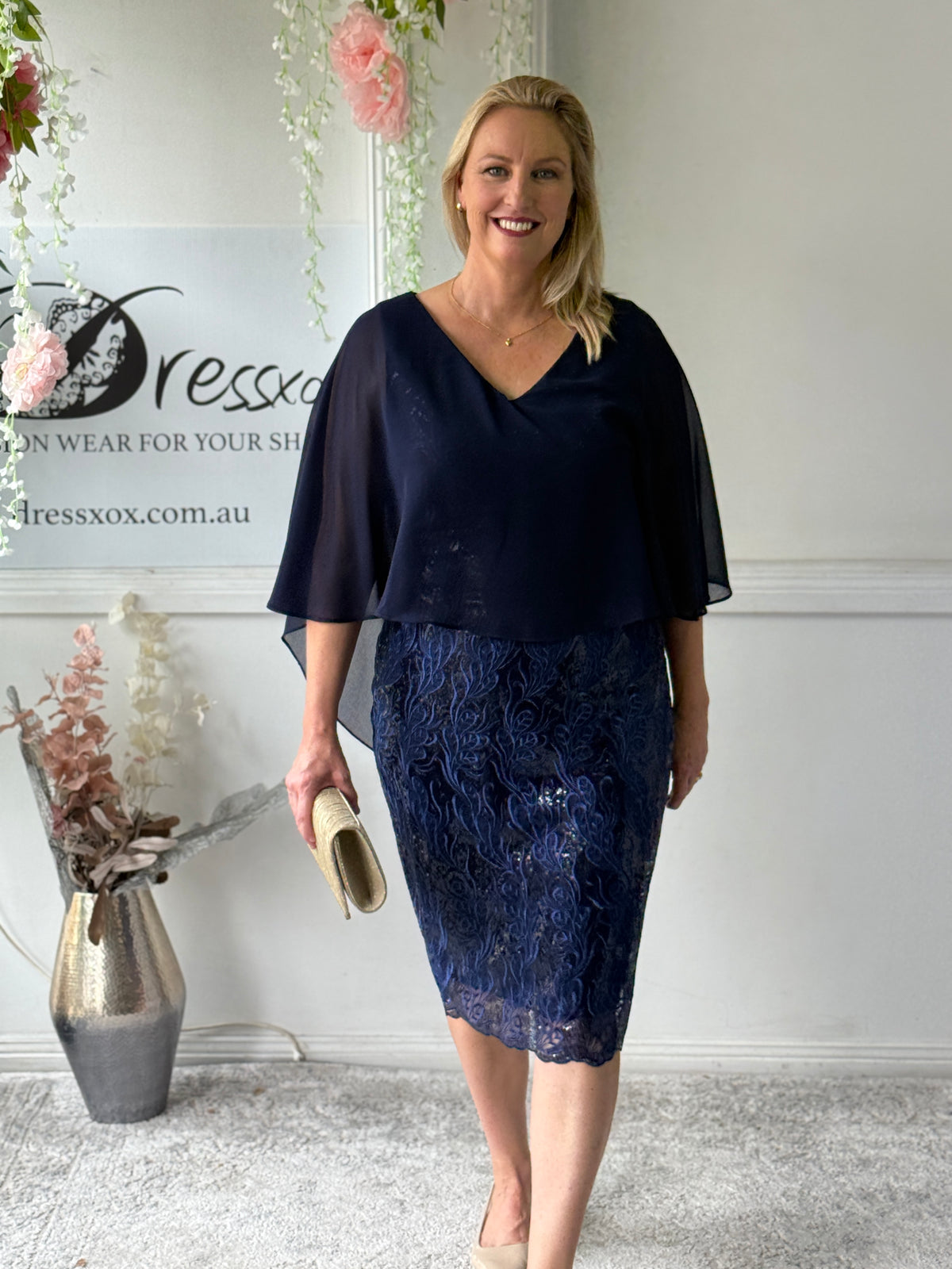 Scarlett Navy Sequin Evening Dress