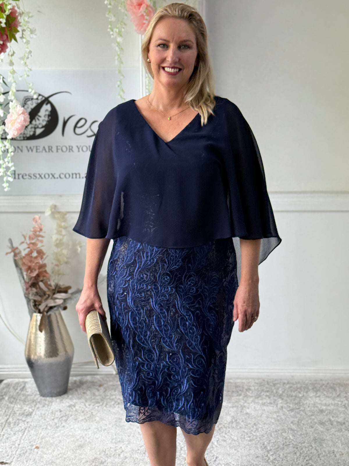Scarlett Navy Sequin Evening Dress