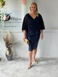Scarlett Navy Sequin Evening Dress
