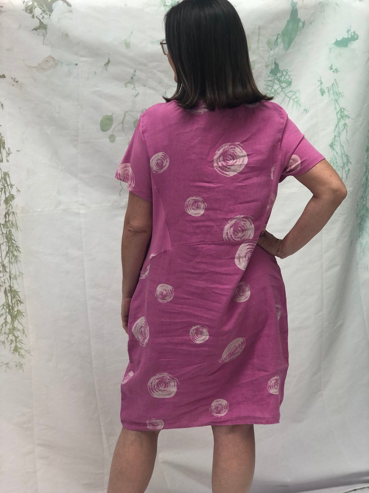 Sicily Swirl Pink Linen Dress