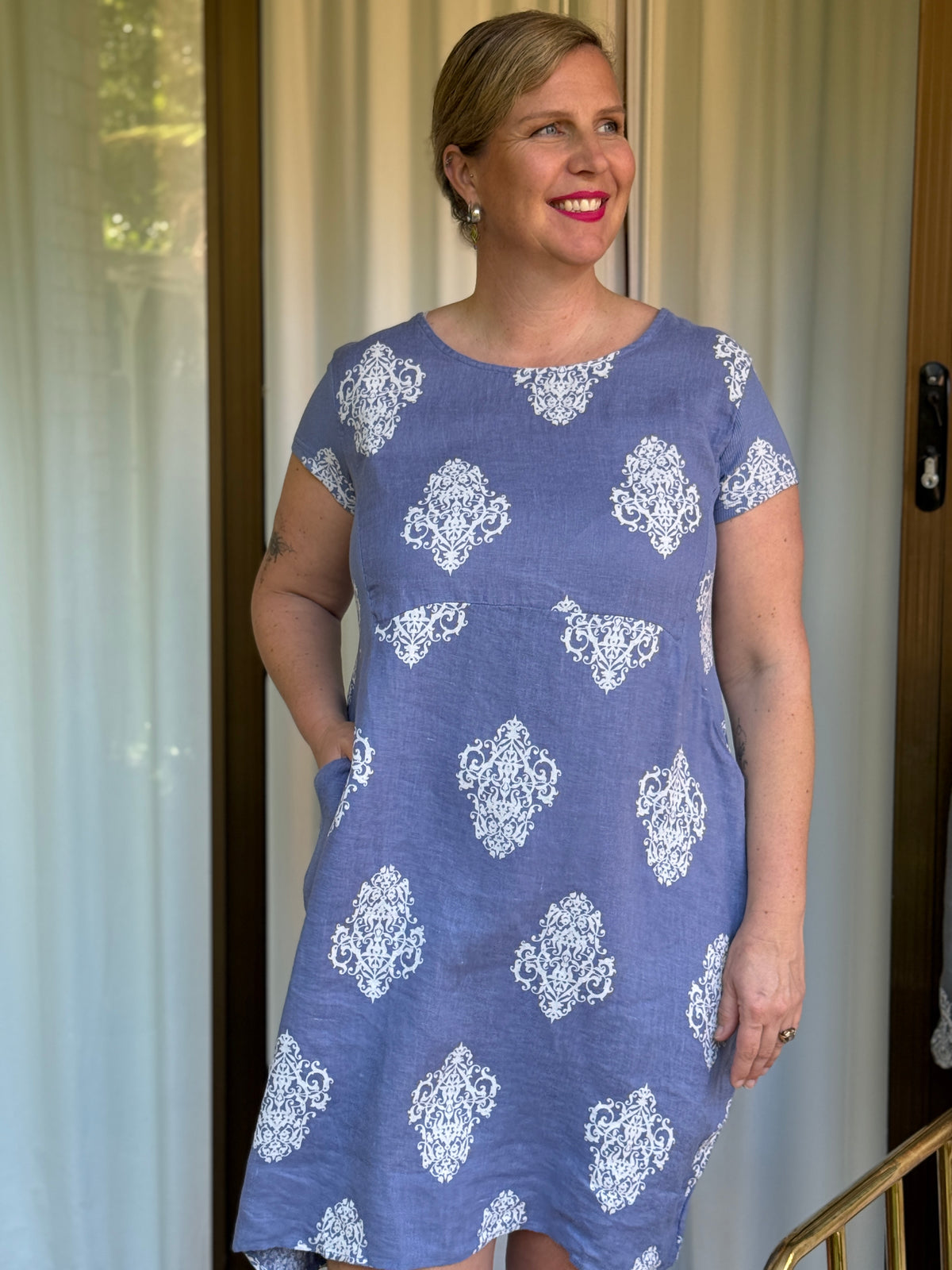 Sicily Denim Linen Dress