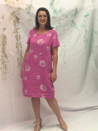 Sicily Swirl Pink Linen Dress