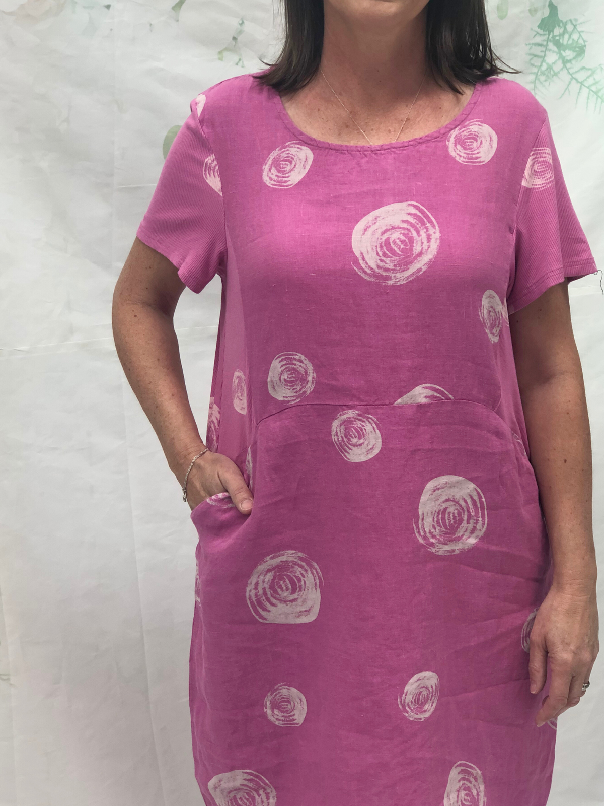 Sicily Swirl Pink Linen Dress