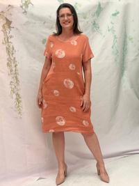 Sicily Swirl Rust Linen Dress