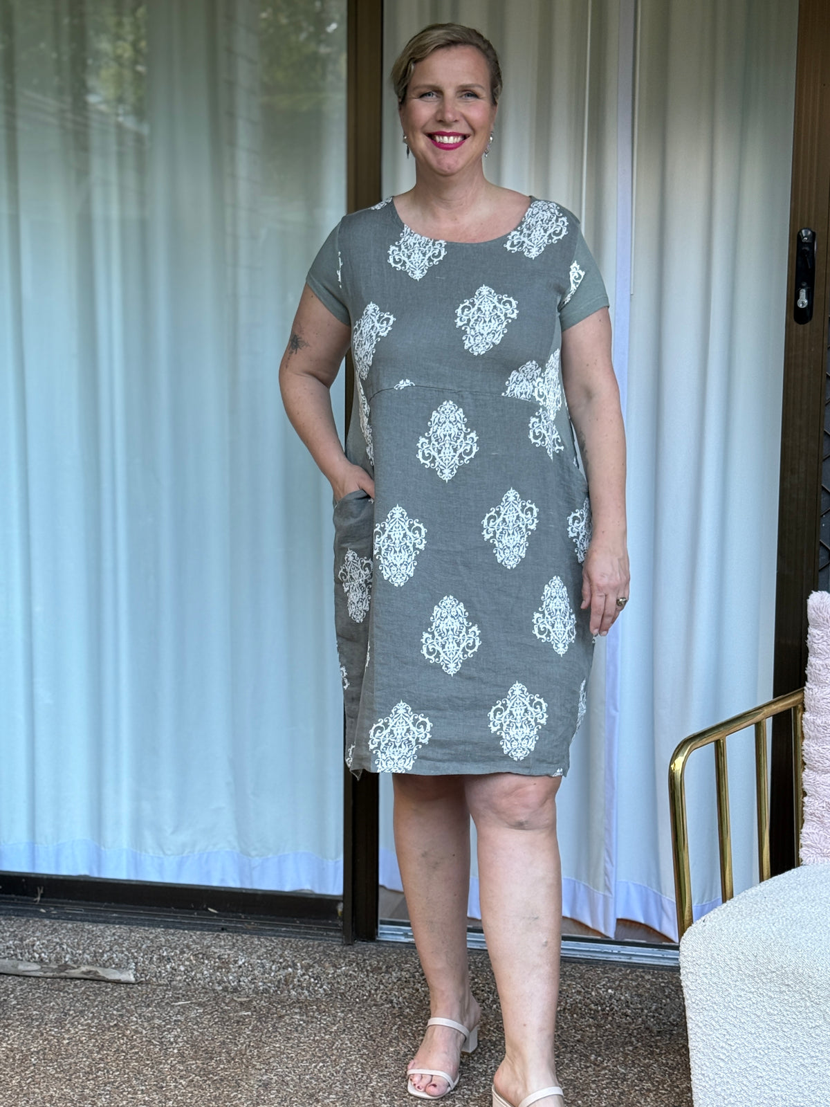Sicily Taupe Linen Dress