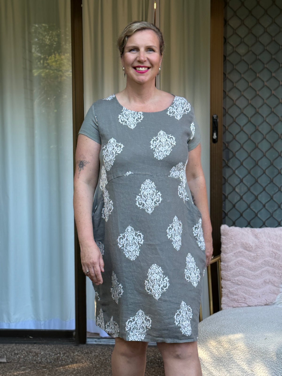Sicily Taupe Linen Dress