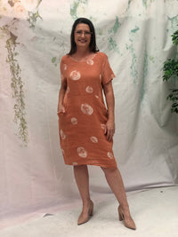 Sicily Swirl Rust Linen Dress