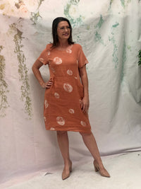 Sicily Swirl Rust Linen Dress