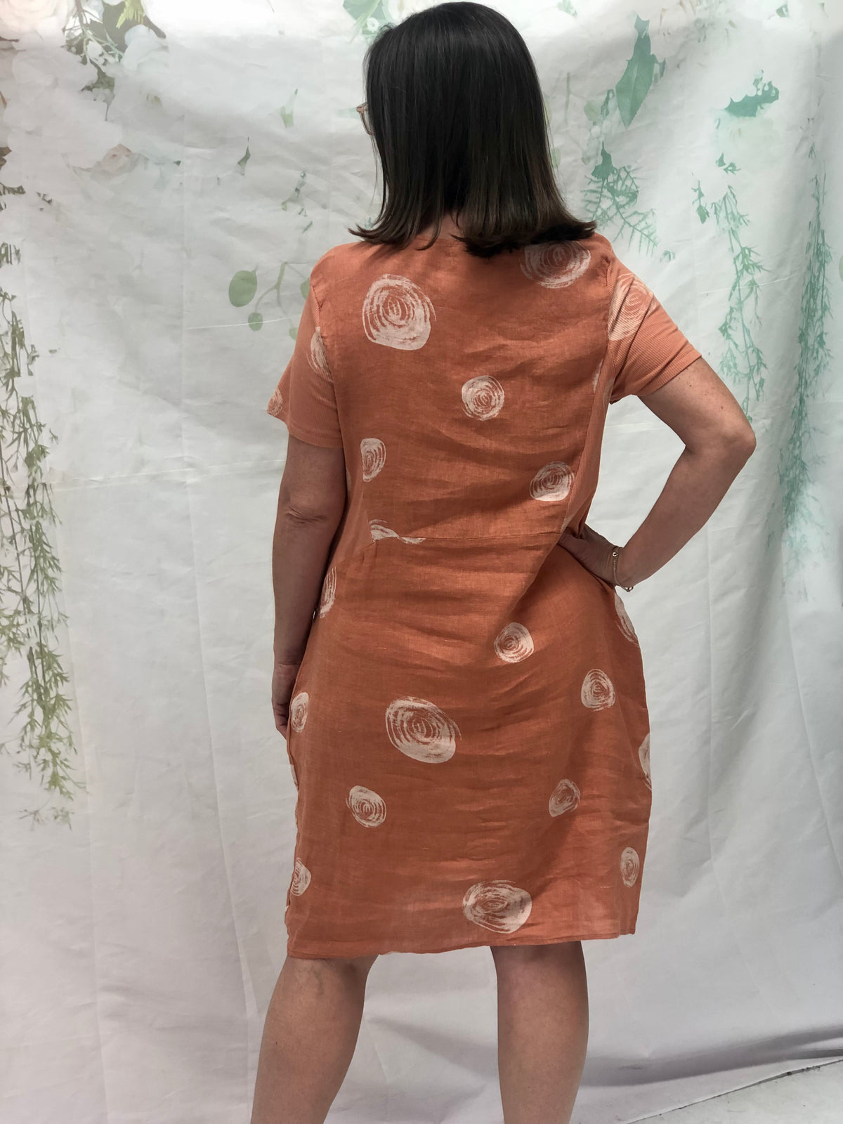 Sicily Swirl Rust Linen Dress