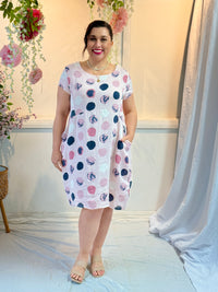 Sicily Blush Dots Linen Dress