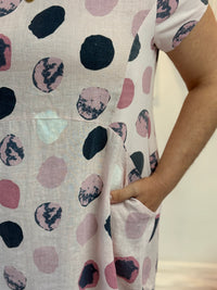 Sicily Blush Dots Linen Dress