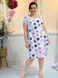 Sicily Blush Dots Linen Dress