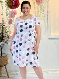 Sicily Blush Dots Linen Dress