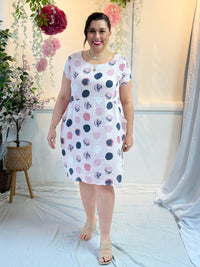 Sicily Blush Dots Linen Dress