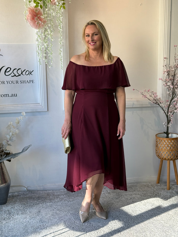 Sonya Burgundy Evening Dress