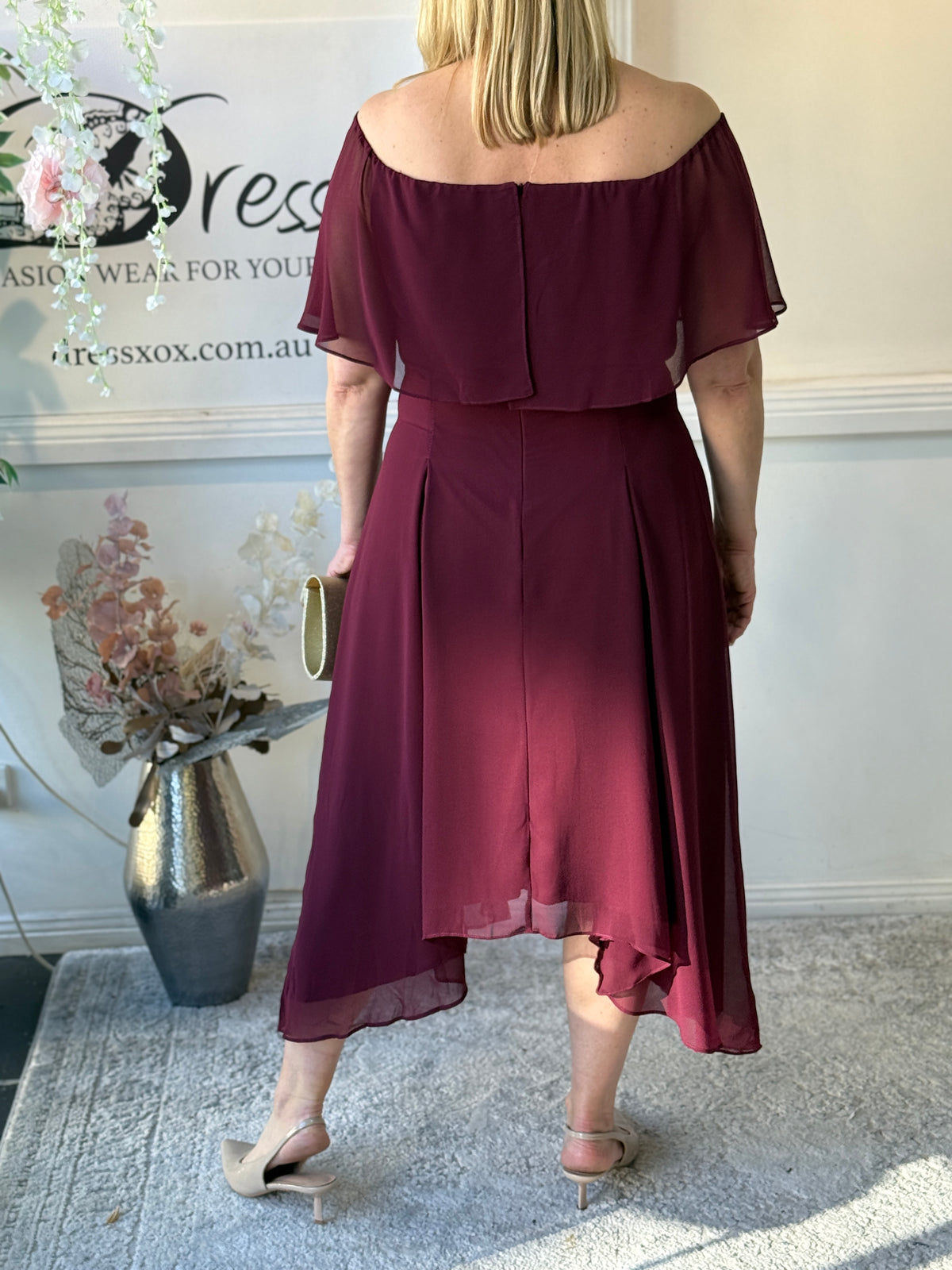 Sonya Burgundy Evening Dress