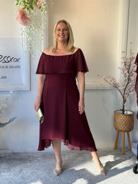 Sonya Burgundy Evening Dress