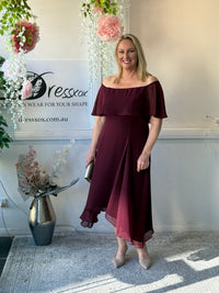 Sonya Burgundy Evening Dress